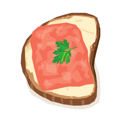 Recette: Tranches de pain garnies de jambon et de corned-beef